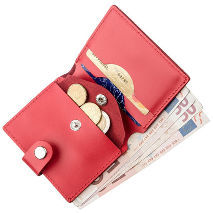 Vertical Women's Leather Wallet with Coin Pocket SHVIGEL 16219 Red - Ukraine Made, Genuine Leather