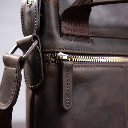 Leather Men's Bag SHVIGEL 11093 Brown Made in Ukraine, Natural Leather Quality