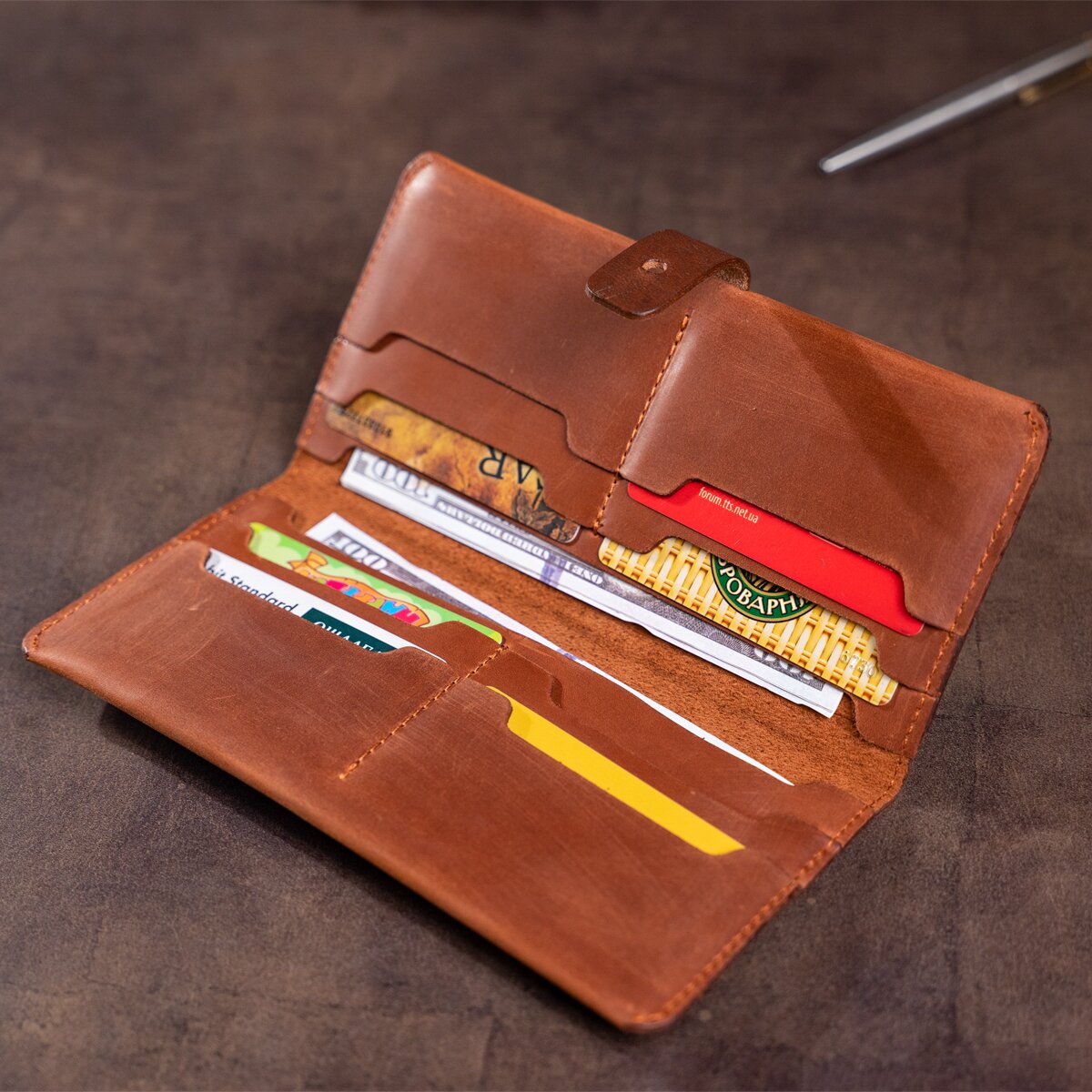 Men's Vintage Leather Wallet SHVIGEL 16208 Brown Genuine Leather Design