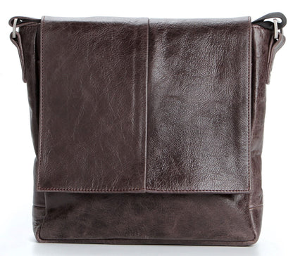 Genuine Leather Messenger Bag SHVIGEL 00794 Brown - Stylish Ukrainian Design