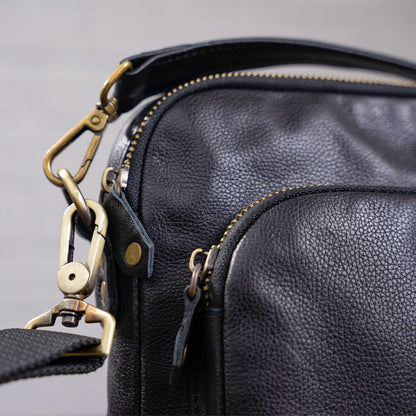 Men's Leather Bag with Two Detachable Handles SHVIGEL 19110 Black Genuine Leather