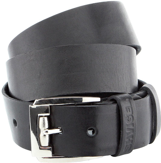 Men's Leather Belt SHVIGEL 10084 Black Genuine Leather Made in Ukraine