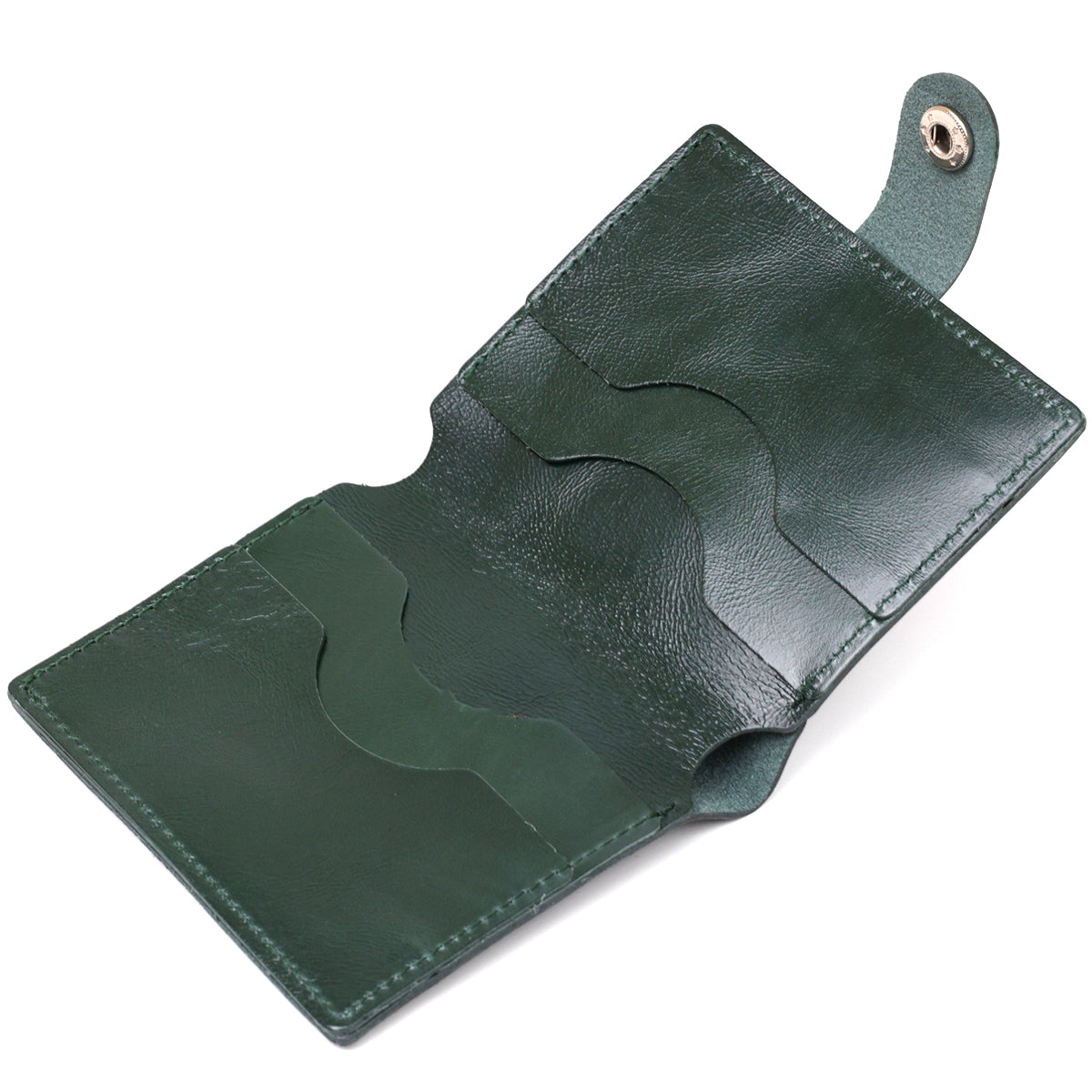 Practical SHVIGEL Leather Wallet 16504 Green - Natural Leather, Made in Ukraine