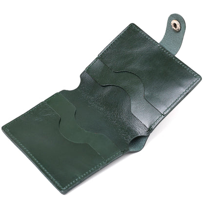 Practical SHVIGEL Leather Wallet 16504 Green - Natural Leather, Made in Ukraine