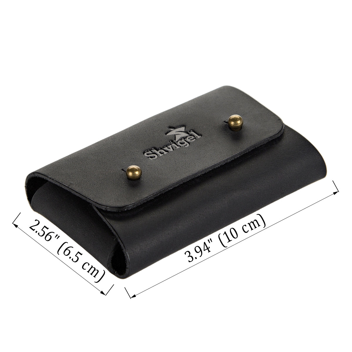 Business Card Holder SHVIGEL 16159 Black Vintage Natural Leather Made in Ukraine