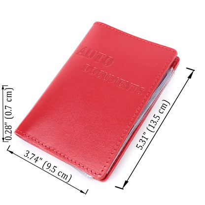 Bright Red Natural Leather Auto Document Cover SHVIGEL 16161 for Driver's License and Passport