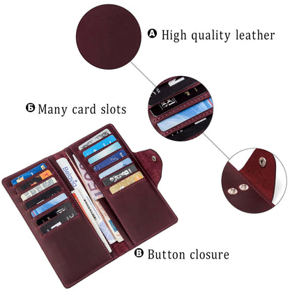 Women's Vintage Leather Wallet SHVIGEL 16166 Burgundy Natural Leather Design