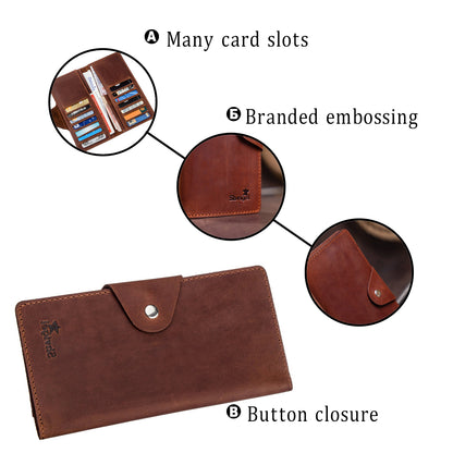 Men's Vintage Leather Wallet by SHVIGEL Model 16167 Brown Natural Leather