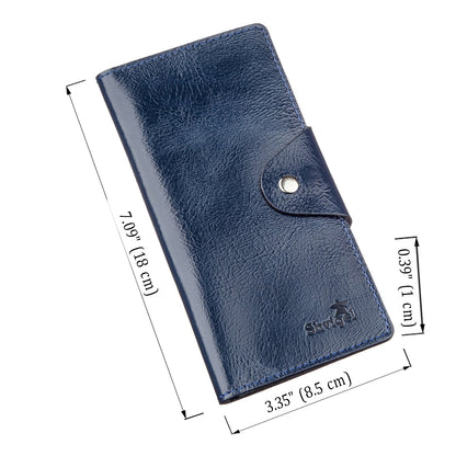 Unisex Leather Wallet SHVIGEL 16170 Blue Alcor with Buttons - Genuine Leather from Ukraine