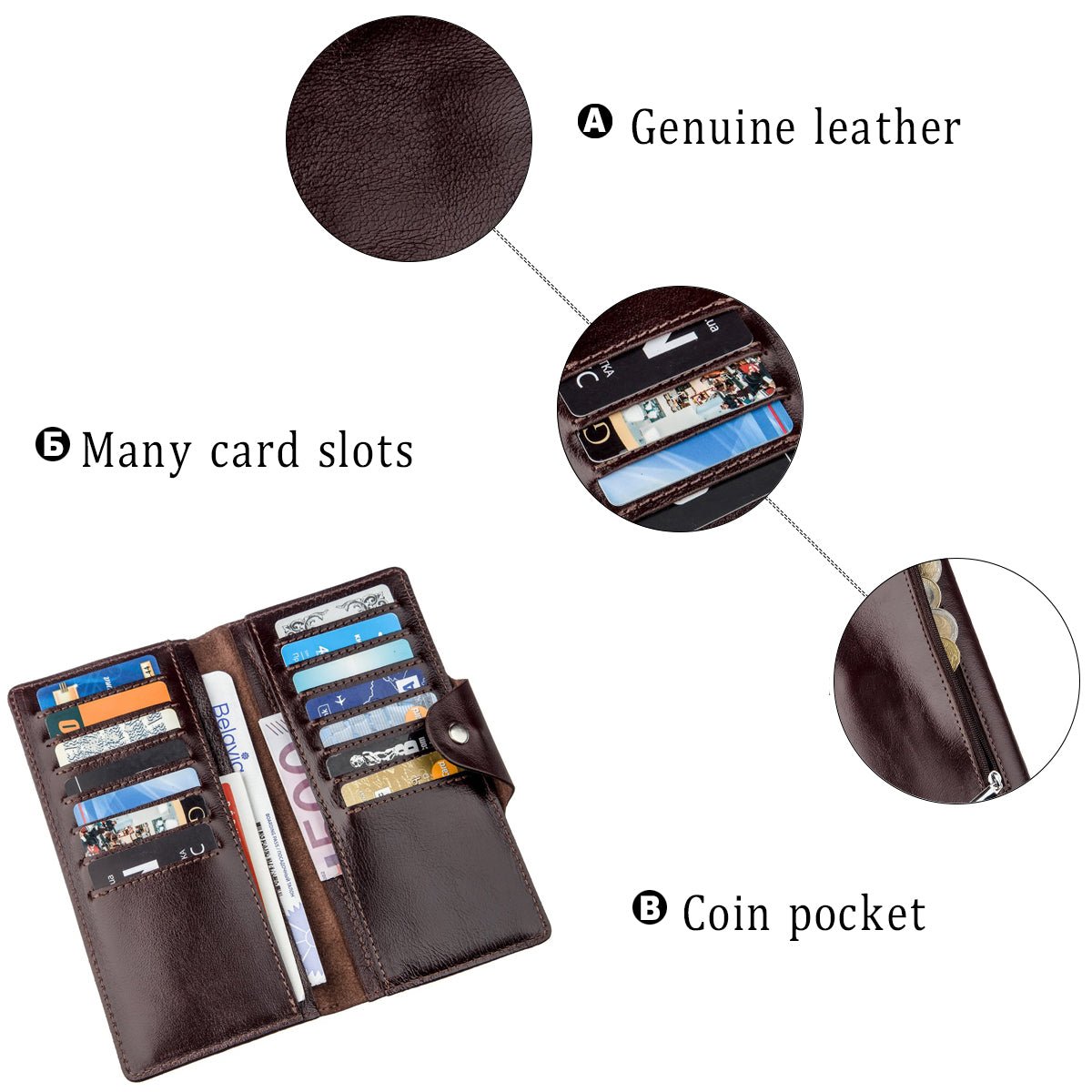 Vertical Men's Wallet SHVIGEL 16175 Brown Natural Leather with Snap Closure