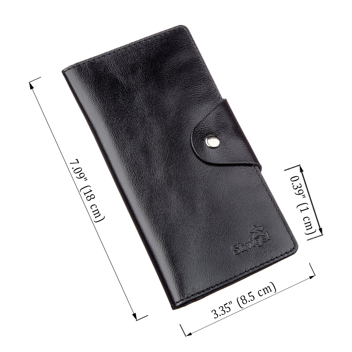 Vertical Men's Wallet SHVIGEL 16177 Black Genuine Leather with Snap Closure