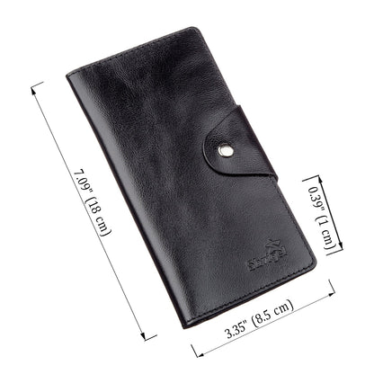 Vertical Men's Wallet SHVIGEL 16177 Black Genuine Leather with Snap Closure