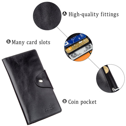 Vertical Men's Wallet SHVIGEL 16177 Black Genuine Leather with Snap Closure