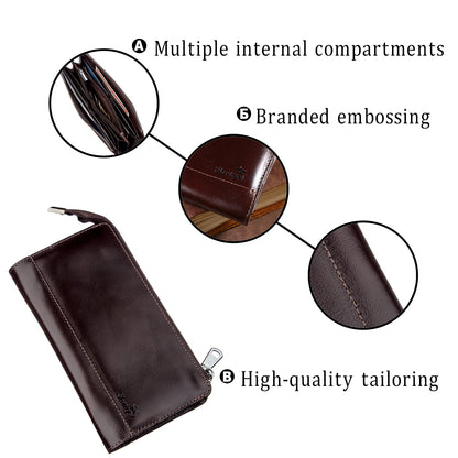 Men's Leather Clutch SHVIGEL 16184 Brown | Premium Natural Leather Design