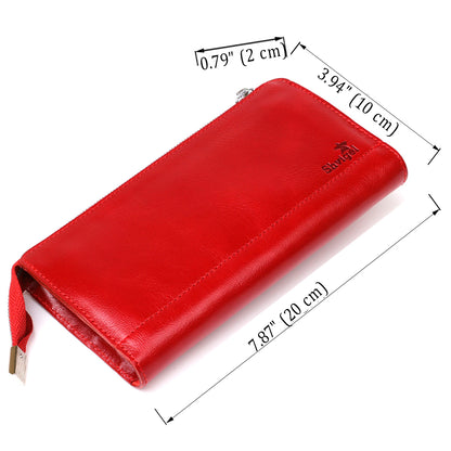 Bright Red Leather Clutch for Women by SHVIGEL Model 16185 Made in Ukraine Natural Leather