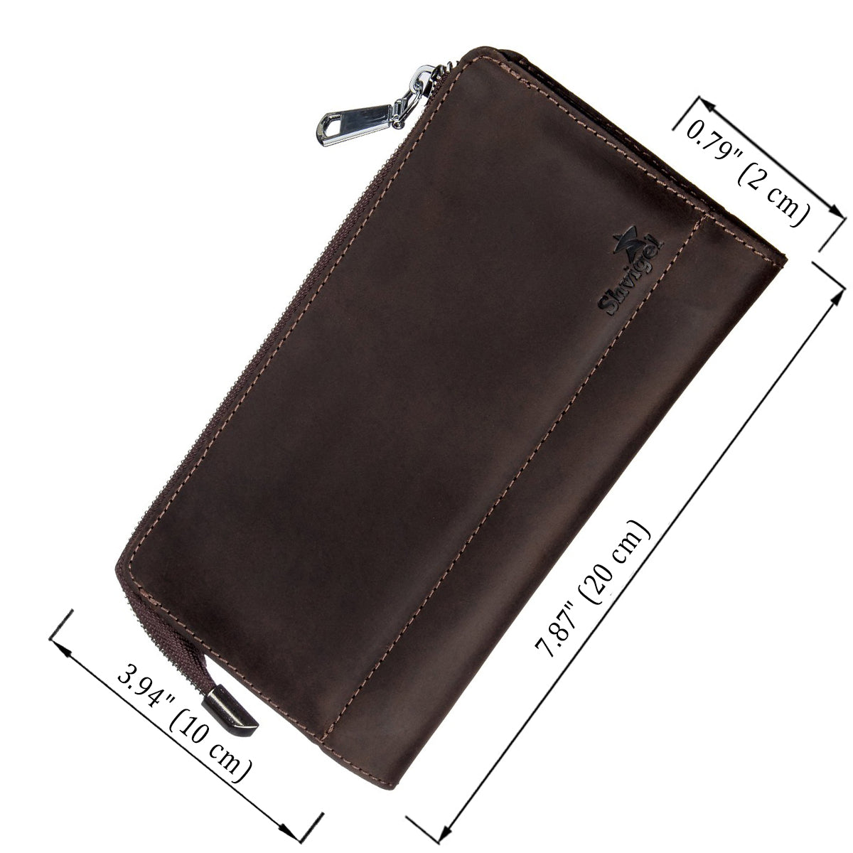Men's Matte Leather Clutch SHVIGEL 16189 Brown Authentic Ukrainian Design Natural Leather