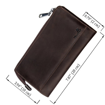 Men's Matte Leather Clutch SHVIGEL 16189 Brown Authentic Ukrainian Design Natural Leather