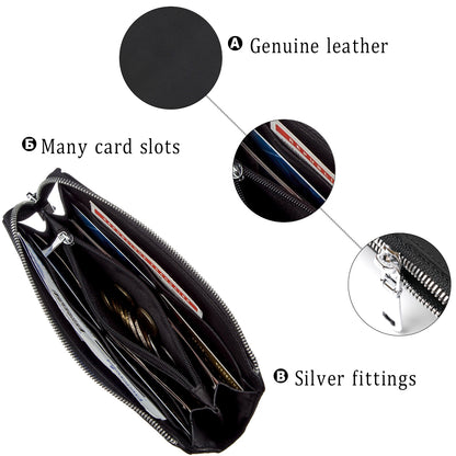 Leather Clutch SHVIGEL 16191 Matte Black Genuine Leather Made in Ukraine