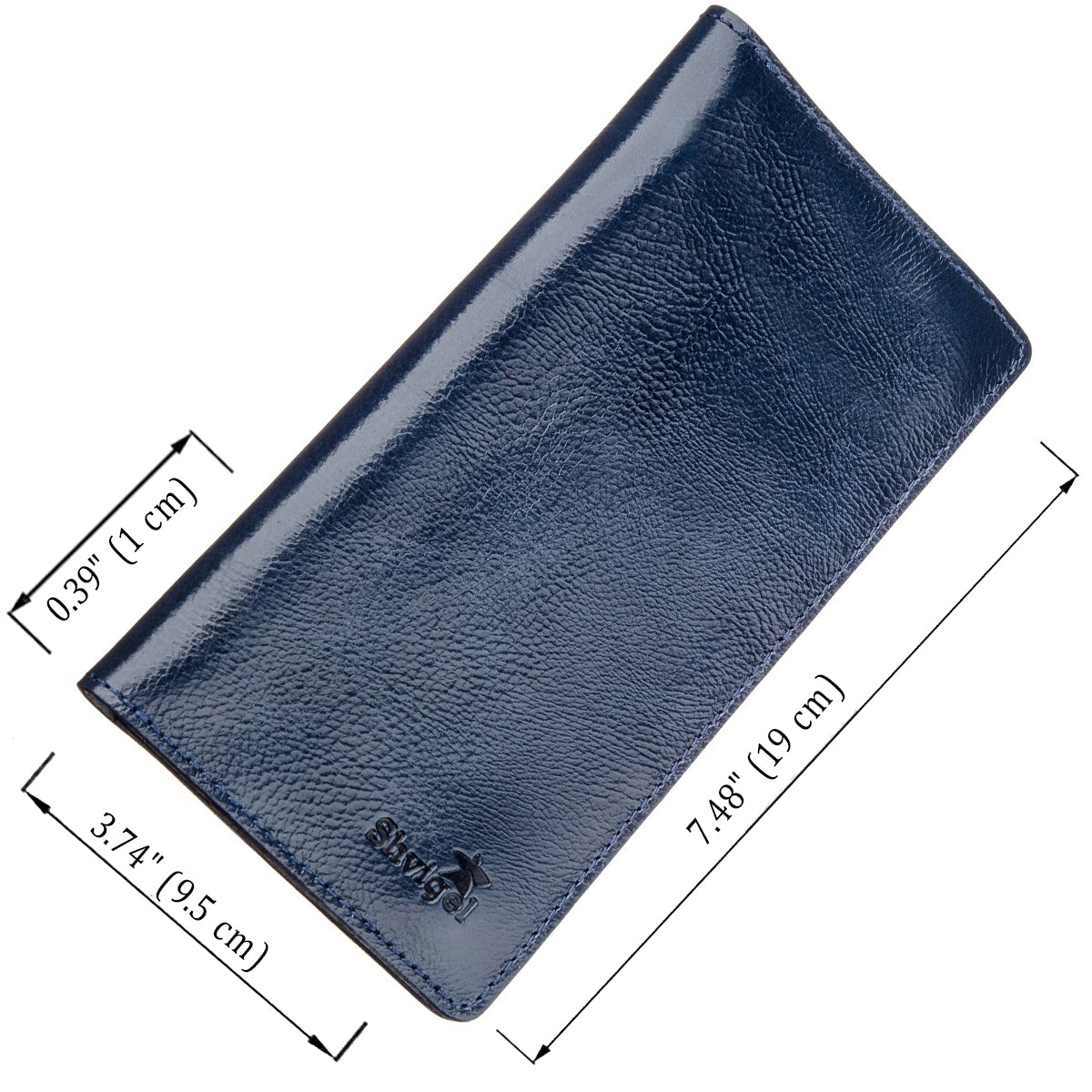 Unisex Leather Wallet with Snap Closure by SHVIGEL, Model 16192, Blue - Made in Ukraine