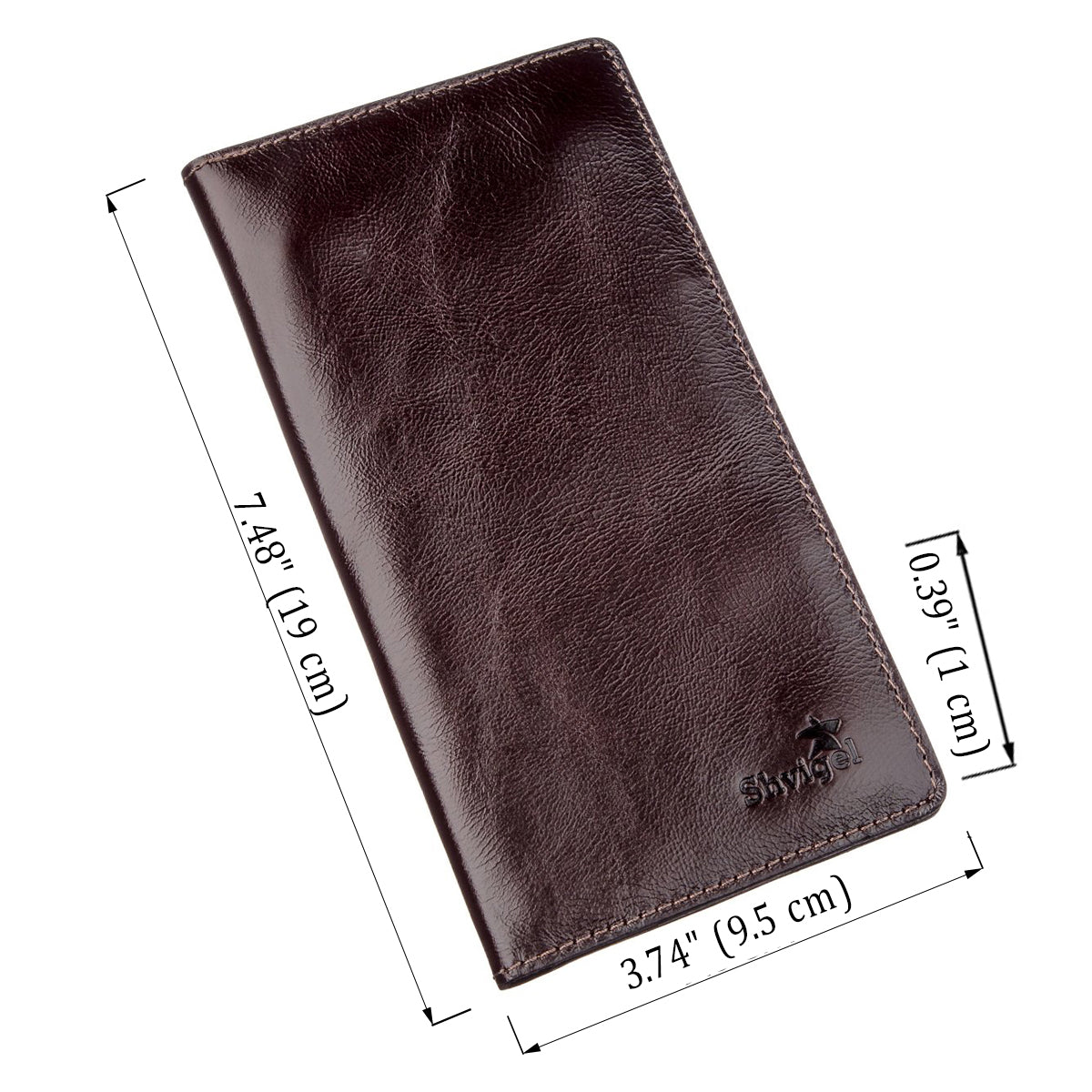 Men's Vertical Wallet SHVIGEL 16193 Brown Genuine Leather with Two Buttons from Ukraine