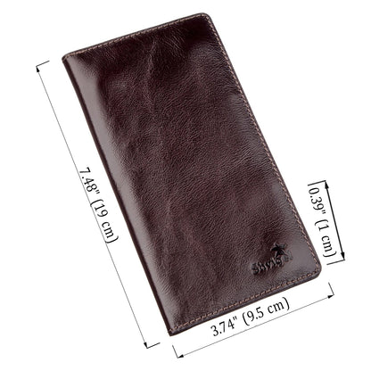 Men's Vertical Wallet SHVIGEL 16193 Brown Genuine Leather with Two Buttons from Ukraine