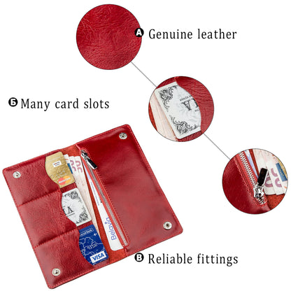 Vertical Women's Wallet SHVIGEL 16194 Red Natural Leather Made in Ukraine