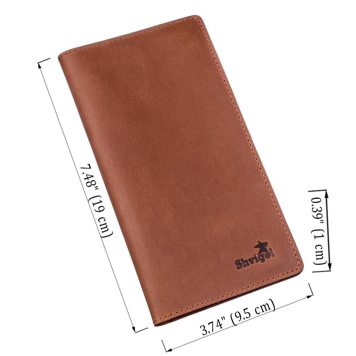 Men's Vertical Wallet SHVIGEL 16199 Red Matte Genuine Leather from Ukraine
