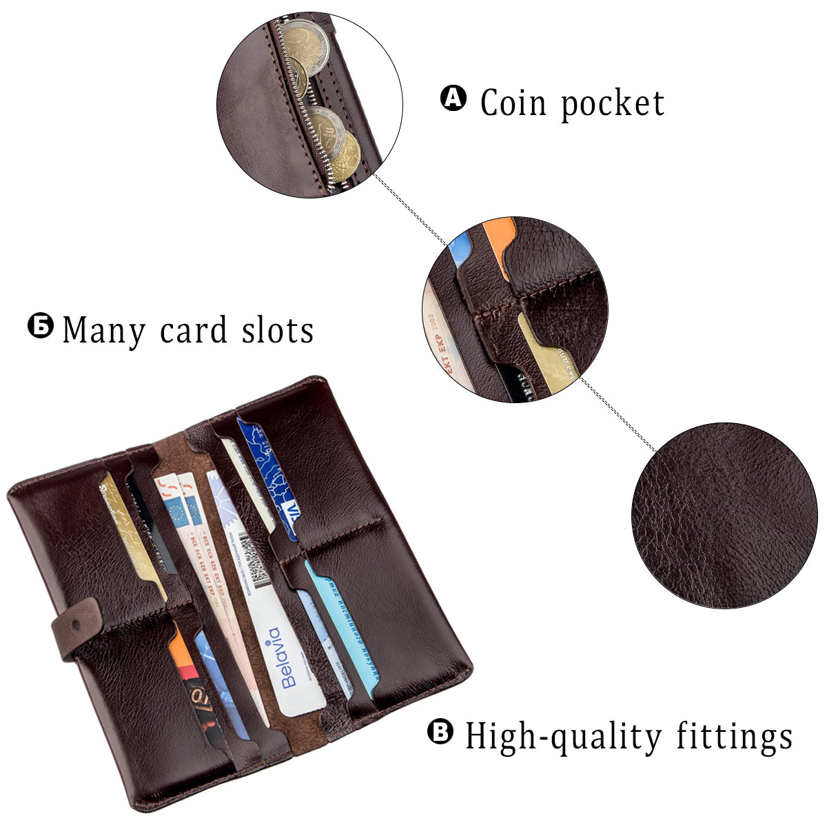 Vertical Wallet SHVIGEL 16202 Brown Genuine Leather Made in Ukraine