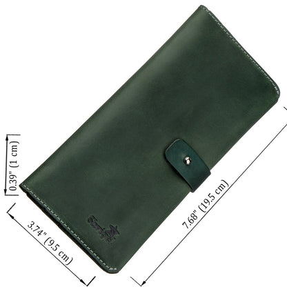 Vintage Leather Wallet SHVIGEL 16206 Green - High-Quality Genuine Leather, Ukraine Made