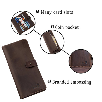 Men's Vintage Leather Wallet SHVIGEL 16207 Dark Brown Made in Ukraine Natural Leather