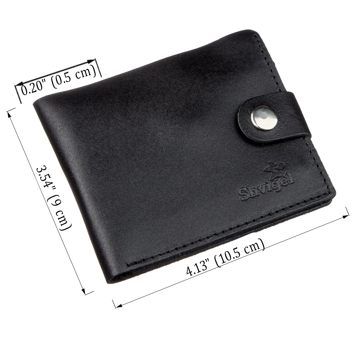 Men's Leather Wallet with Coin Compartment SHVIGEL 16211 Black, Natural Leather, Ukraine