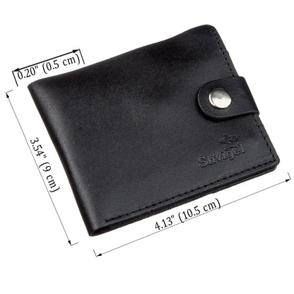 Men's Leather Wallet with Coin Compartment SHVIGEL 16211 Black, Natural Leather, Ukraine