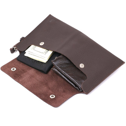Leather Matte Travel Cosmetic Bag SHVIGEL 16418 Brown Natural Leather Design