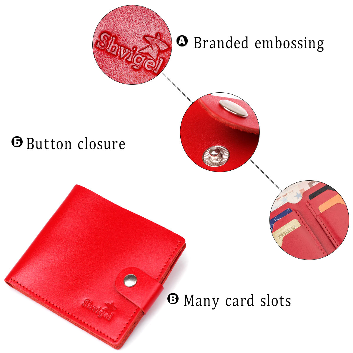 Leather Women's Wallet SHVIGEL 16215 Red | Made in Ukraine, Genuine Leather