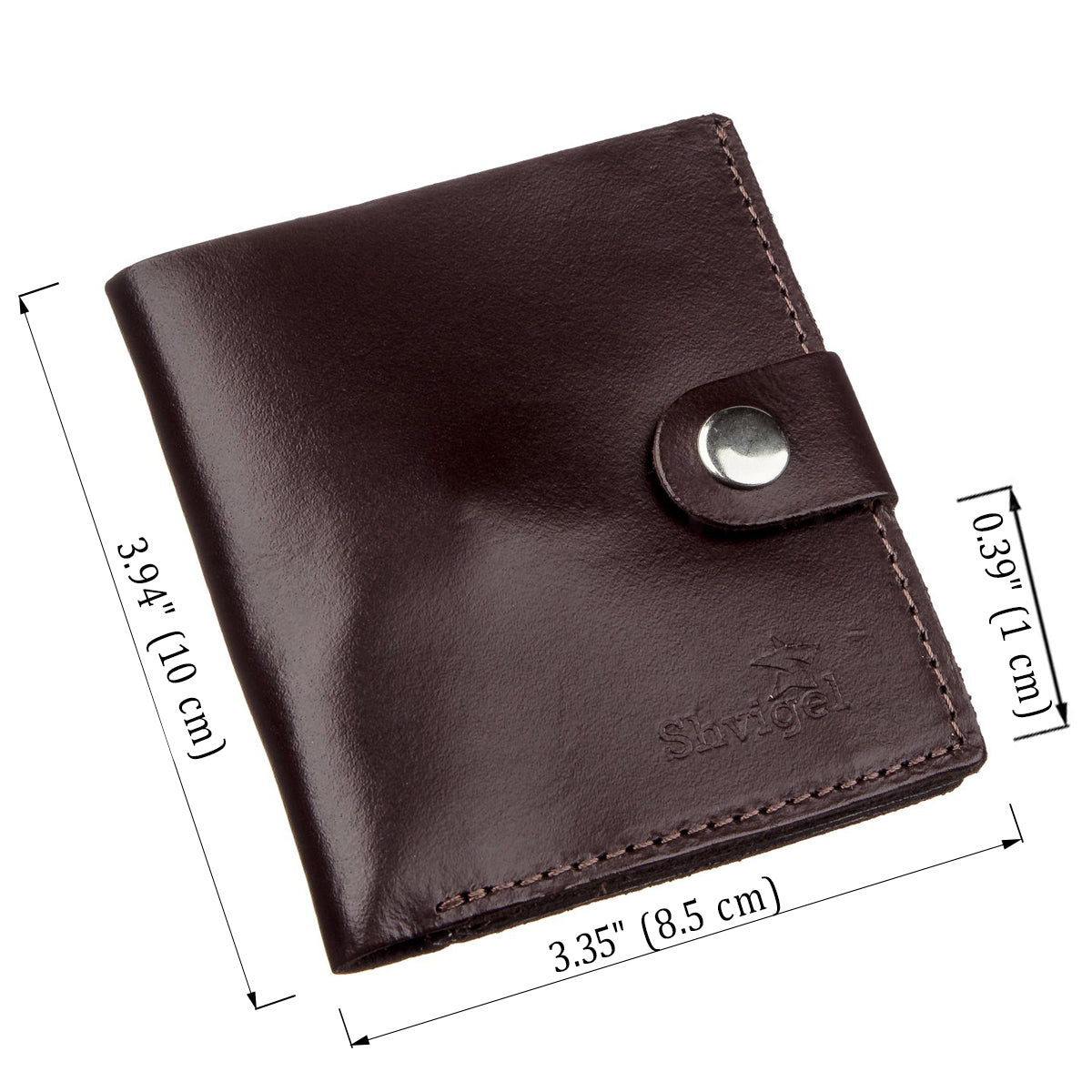 Vertical Leather Wallet for Men SHVIGEL 16218 Brown - Natural Leather, Coin Pocket