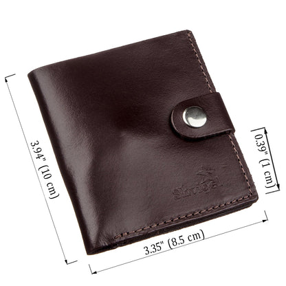 Vertical Leather Wallet for Men SHVIGEL 16218 Brown - Natural Leather, Coin Pocket
