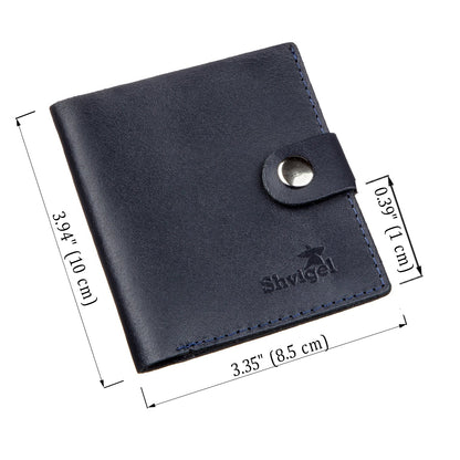 Vertical Men's Leather Wallet SHVIGEL 16220 Blue Natural Leather Made in Ukraine