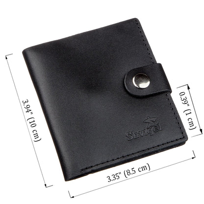 Vertical Men's Leather Wallet with Coin Pocket SHVIGEL 16221 Black - Genuine Leather from Ukraine