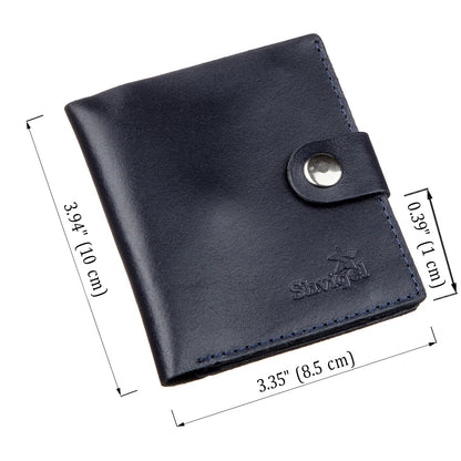 Vertical Men's Leather Wallet with Coin Pocket SHVIGEL 16224 Blue - Genuine Leather from Ukraine