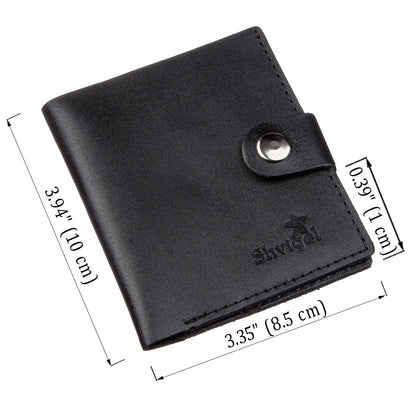 Vertical Men's Leather Wallet SHVIGEL 16225 Black Genuine Leather Crafted in Ukraine