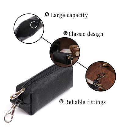 Leather Key Holder Tube SHVIGEL 16226 Black - Natural Leather Classic Design for Keys