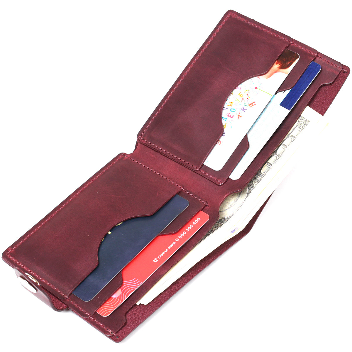 Vintage Women's Wallet SHVIGEL 16457 Burgundy Natural Leather Made in Ukraine