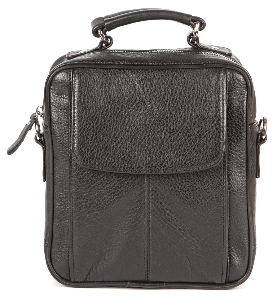 SHVIGEL Leather Bag 00875 High-Quality Black Genuine Leather Ukraine Crafted