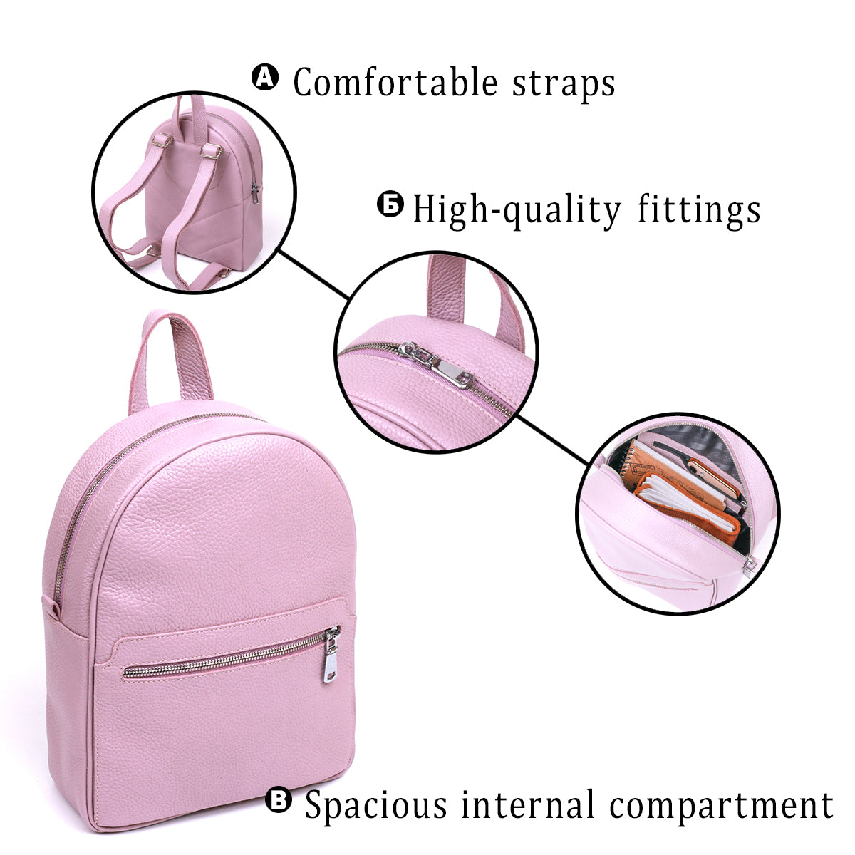 Small Women's Backpack SHVIGEL 16305 Lilac Genuine Leather Stylish Design