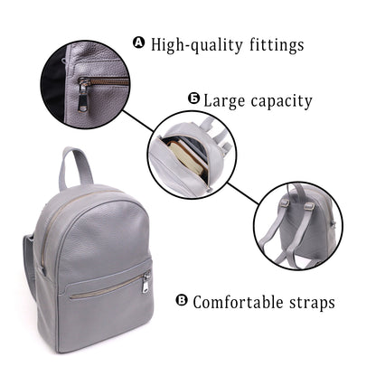 Leather Women's Backpack SHVIGEL 16308 in Grey - Made from Natural Leather