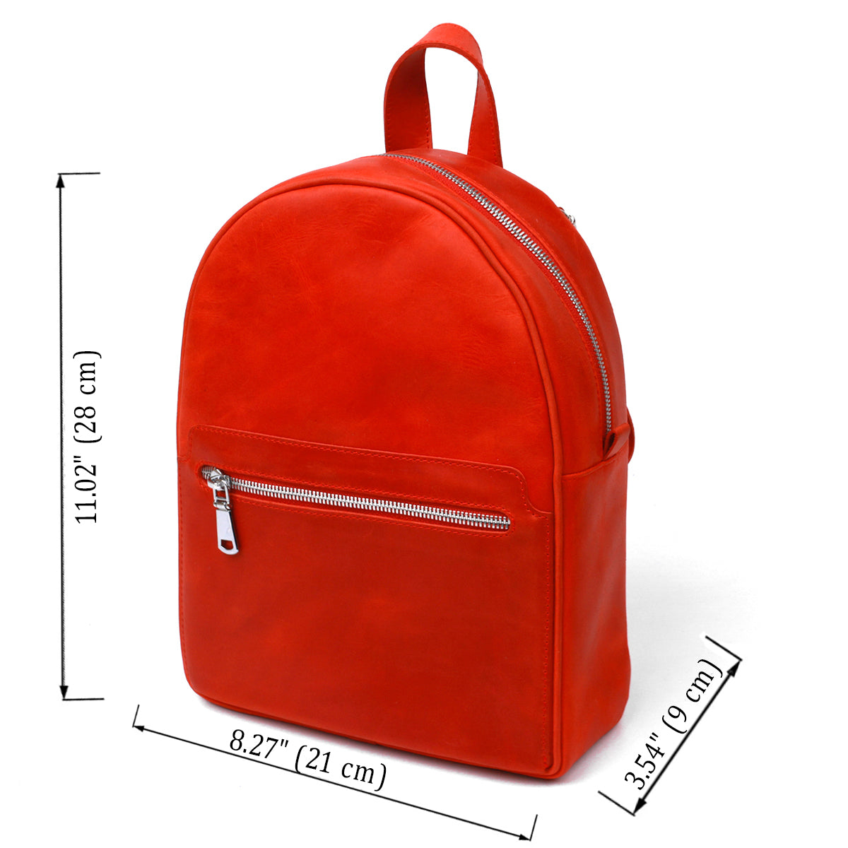 Vintage Compact Women's Backpack SHVIGEL 16312 Red Genuine Leather, Made in Ukraine