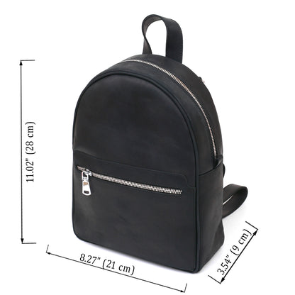 Vintage Universal Backpack SHVIGEL 16313 Black Natural Leather Made in Ukraine