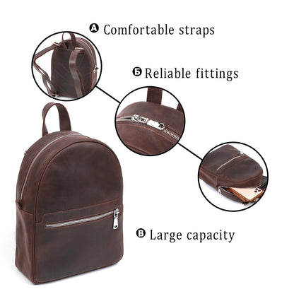 Vintage Women's Backpack SHVIGEL 16314 Brown Natural Leather Design