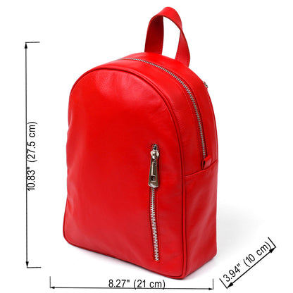 Bright Red Women's Leather Backpack by SHVIGEL, Model 16316 - Made in Ukraine