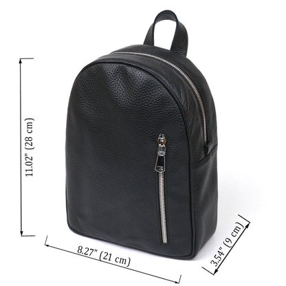 Compact Women's Backpack SHVIGEL 16317 Natural Leather Black Color Stylish Design